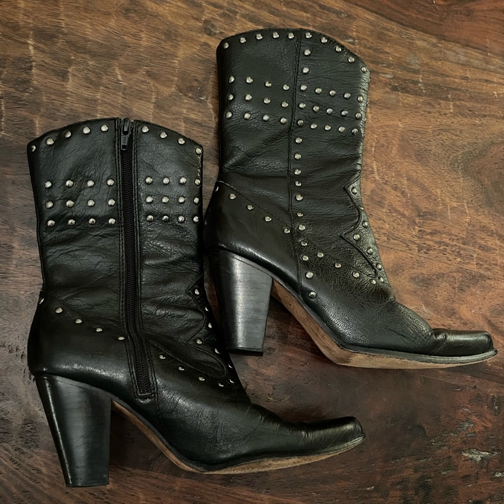 Steven by Steve Madden Black studded boots Size 8.5